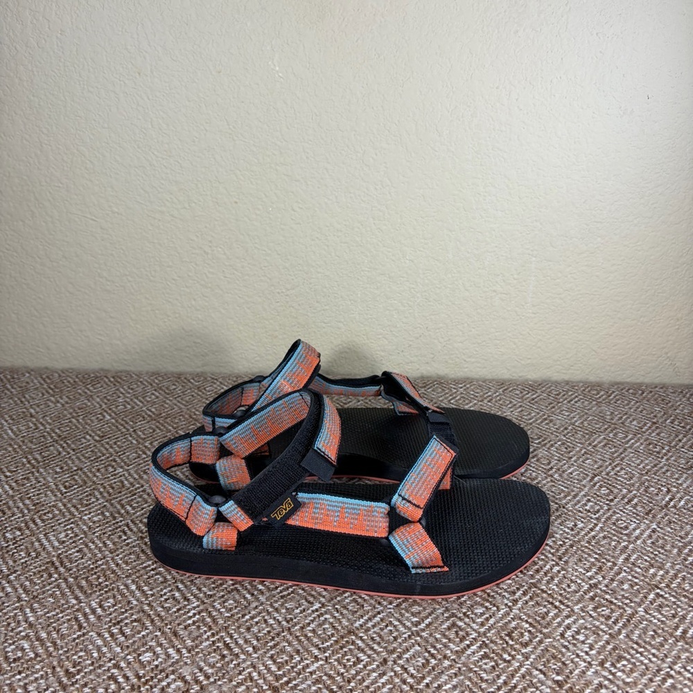 Teva Women's Original Universal Sandal Sz 9 Orange Black Casual Preppy Comfy EUC